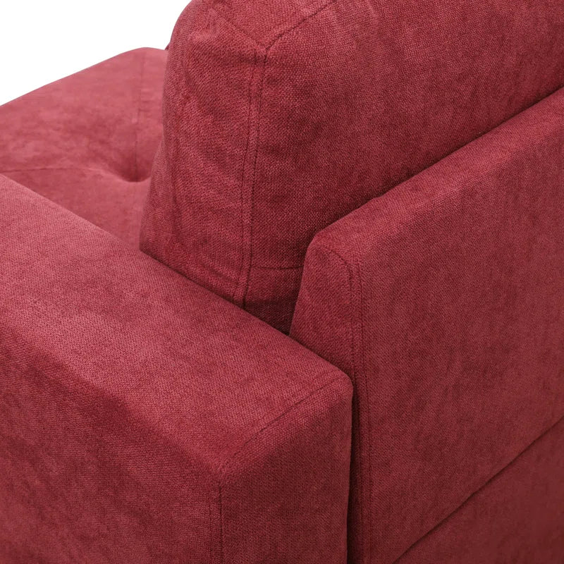 L-Shape Sectional Sofa: 3 - Piece L- Shaped Upholstery Living Room Sectional Sofa(Red Polyester Blend)