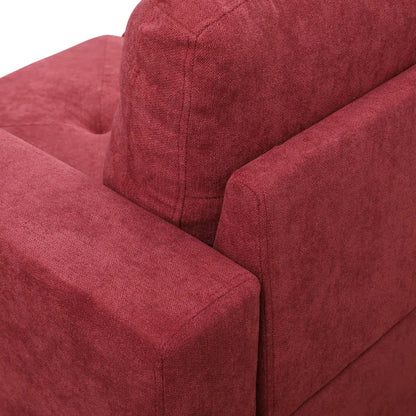 L-Shape Sectional Sofa: 3 - Piece L- Shaped Upholstery Living Room Sectional Sofa(Red Polyester Blend)