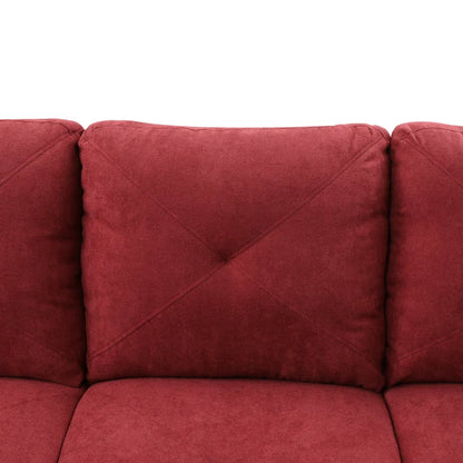 L-Shape Sectional Sofa: 3 - Piece L- Shaped Upholstery Living Room Sectional Sofa(Red Polyester Blend)