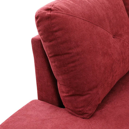 L-Shape Sectional Sofa: 3 - Piece L- Shaped Upholstery Living Room Sectional Sofa(Red Polyester Blend)