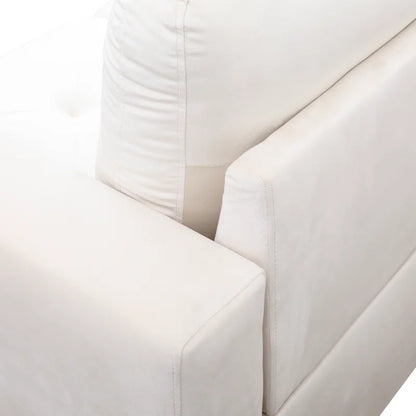 L-Shape Sectional Sofa: 3 - Piece L- Shaped Upholstered Living Room Sectional Sofa(White Microfiber/Microsuede)