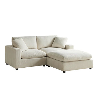 L-Shape Sectional Sofa: 3-Piece Modular Sectional Sofa Combines Modern Design(Beige Corduroy)