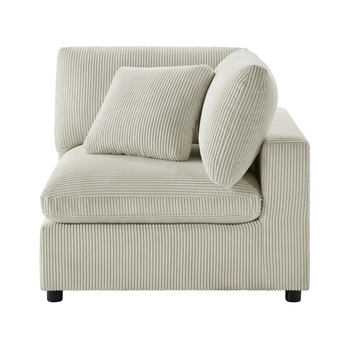 L-Shape Sectional Sofa: 3-Piece Modular Sectional Sofa Combines Modern Design(Beige Corduroy)