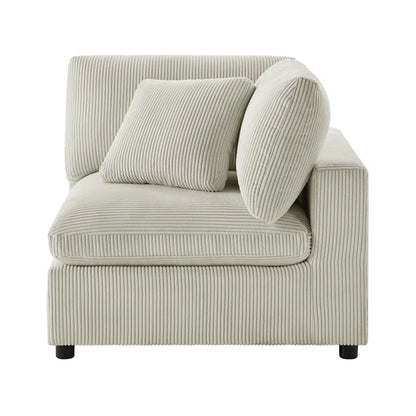 L-Shape Sectional Sofa: 3-Piece Modular Sectional Sofa Combines Modern Design(Beige Corduroy)