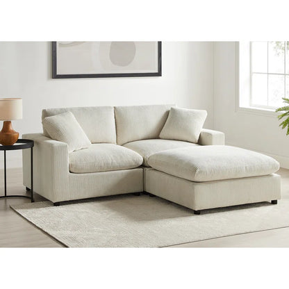 L-Shape Sectional Sofa: 3-Piece Modular Sectional Sofa Combines Modern Design(Beige Corduroy)