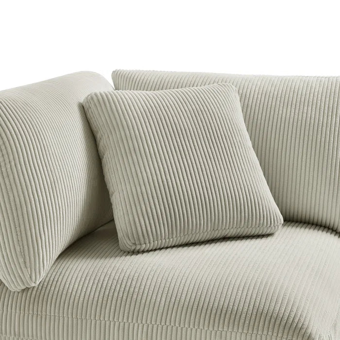 L-Shape Sectional Sofa: 3-Piece Modular Sectional Sofa Combines Modern Design(Beige Corduroy)