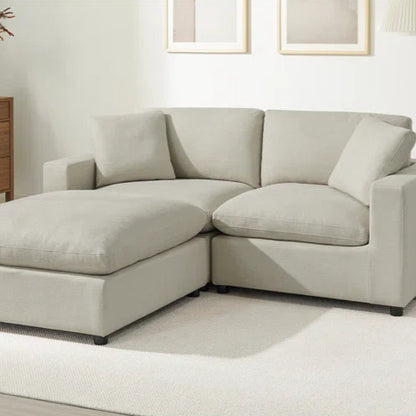 L-Shape Sectional Sofa: 3-Piece Modular Sectional Sofa Combines Modern Design(Beige Polyester)