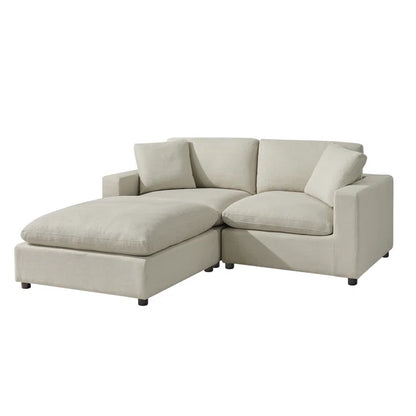 L-Shape Sectional Sofa: 3-Piece Modular Sectional Sofa Combines Modern Design(Beige Polyester)