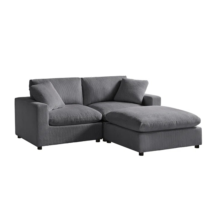 L-Shape Sectional Sofa: 3-Piece Modular Sectional Sofa Combines Modern Design(Gray Corduroy)