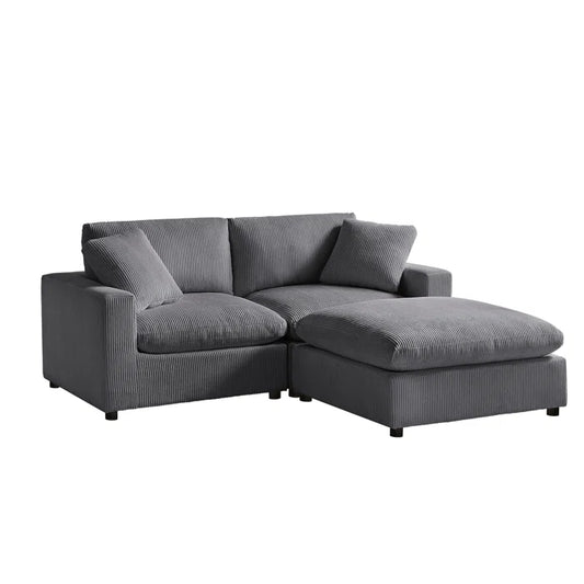 L-Shape Sectional Sofa: 3-Piece Modular Sectional Sofa Combines Modern Design(Gray Corduroy)