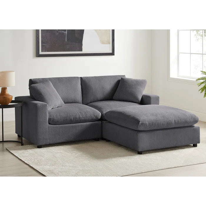 L-Shape Sectional Sofa: 3-Piece Modular Sectional Sofa Combines Modern Design(Gray Corduroy)
