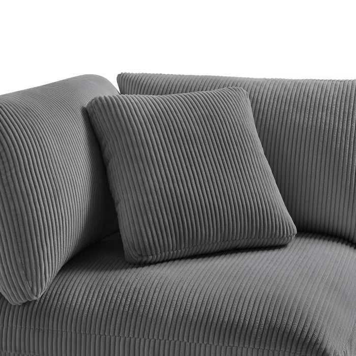 L-Shape Sectional Sofa: 3-Piece Modular Sectional Sofa Combines Modern Design(Gray Corduroy)