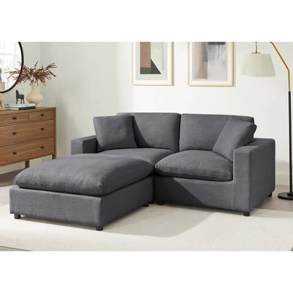 L-Shape Sectional Sofa: 3-Piece Modular Sectional Sofa Combines Modern Design(Gray Polyester)