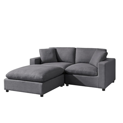 L-Shape Sectional Sofa: 3-Piece Modular Sectional Sofa Combines Modern Design(Gray Polyester)
