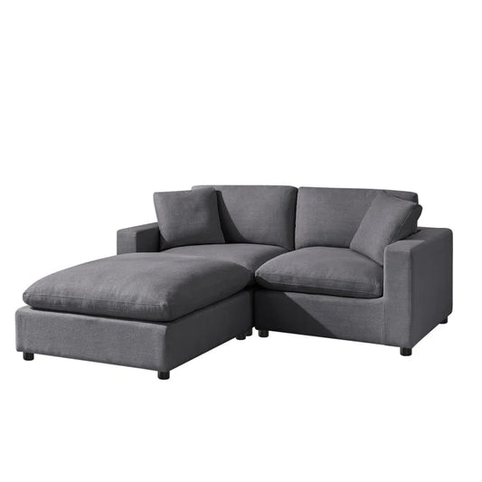 L-Shape Sectional Sofa: 3-Piece Modular Sectional Sofa Combines Modern Design(Gray Polyester)
