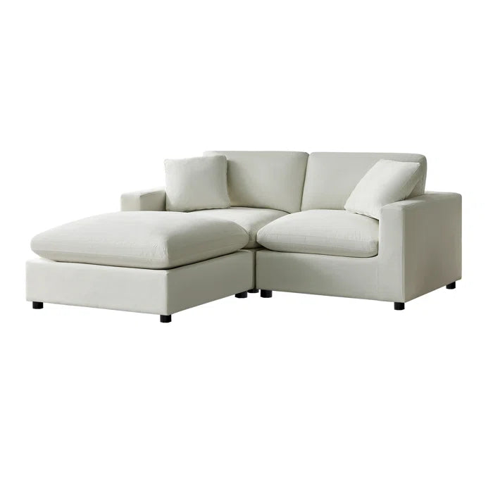 L-Shape Sectional Sofa: 3-Piece Modular Sectional Sofa Combines Modern Design(Ivory Performance Polyester)