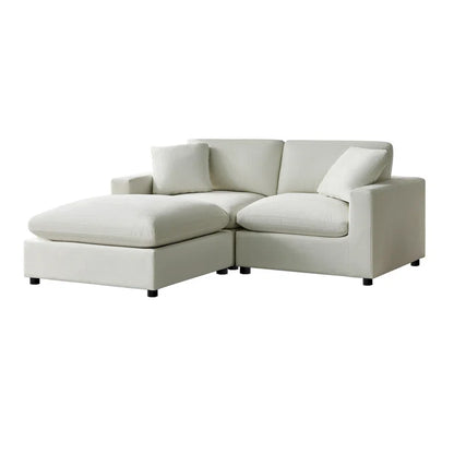 L-Shape Sectional Sofa: 3-Piece Modular Sectional Sofa Combines Modern Design(Ivory Performance Polyester)