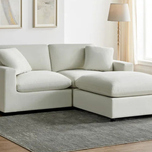 L-Shape Sectional Sofa: 3-Piece Modular Sectional Sofa Combines Modern Design(Ivory Performance Polyester)
