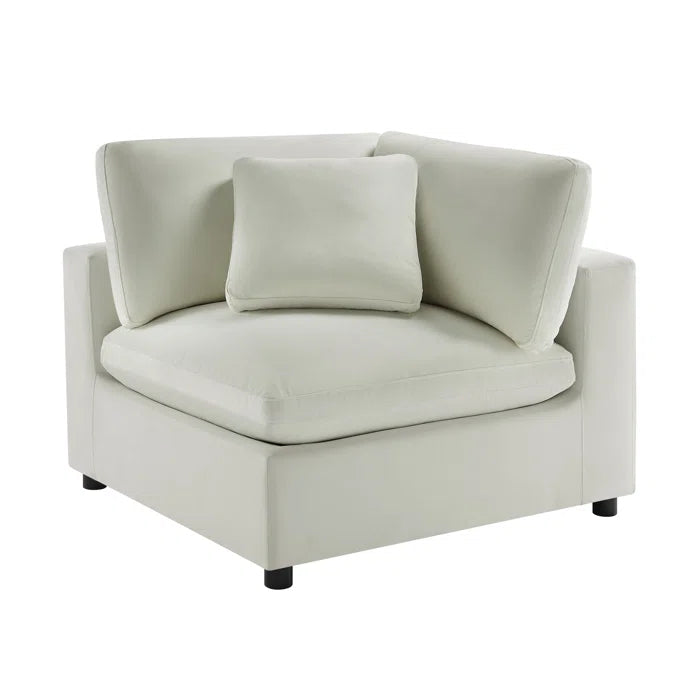 L-Shape Sectional Sofa: 3-Piece Modular Sectional Sofa Combines Modern Design(Ivory Performance Polyester)