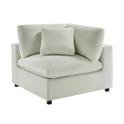L-Shape Sectional Sofa: 3-Piece Modular Sectional Sofa Combines Modern Design(Ivory Performance Polyester)