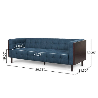 THE CASA ORO® Designer Sofa Set: 3 - Piece Stylish and Comfortable Living Room Set(Blue Polyester)
