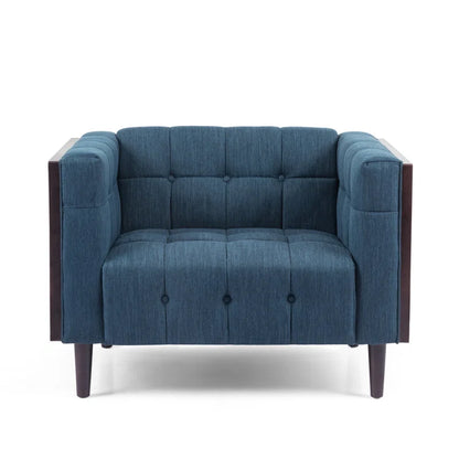 THE CASA ORO® Designer Sofa Set: 3 - Piece Stylish and Comfortable Living Room Set(Blue Polyester)