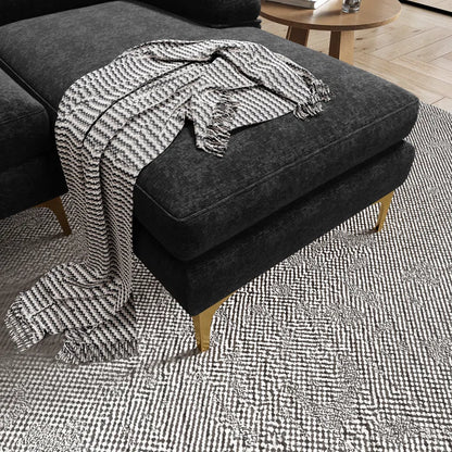 U-Shape Sectional Sofa: 110.6" Wide 3-Piece Upholstered Sectional with Chaise Longue(Black Chenille)