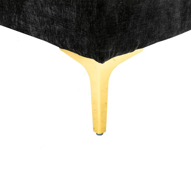 U-Shape Sectional Sofa: 110.6" Wide 3-Piece Upholstered Sectional with Chaise Longue(Black Polyester Blend)