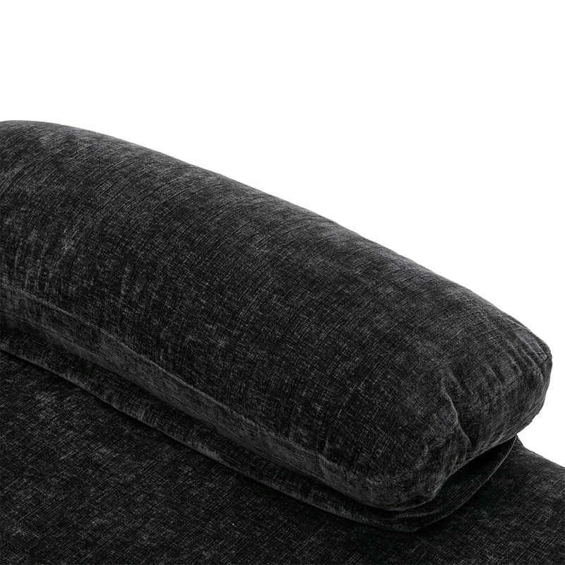 U-Shape Sectional Sofa: 110.6" Wide 3-Piece Upholstered Sectional with Chaise Longue(Black Polyester Blend)