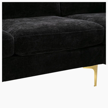 U-Shape Sectional Sofa: 110.6" Wide 3-Piece Upholstered Sectional with Chaise Longue(Black Polyester)