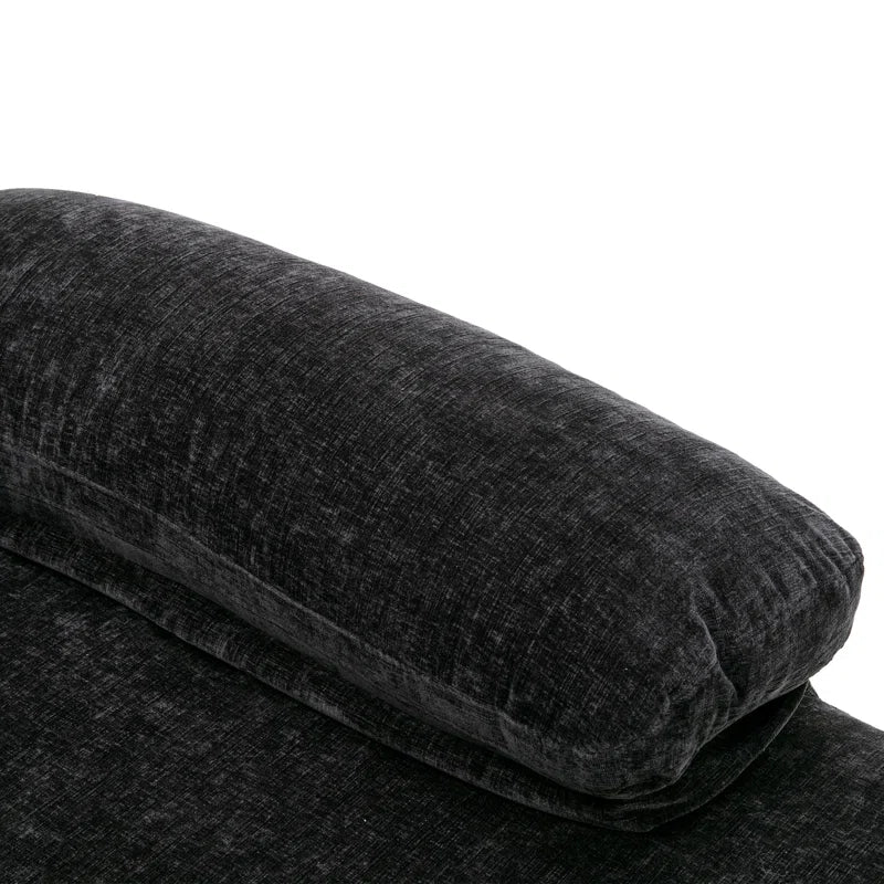 U-Shape Sectional Sofa: 110.6" Wide 3-Piece Upholstered Sectional with Chaise Longue(Black Polyester)