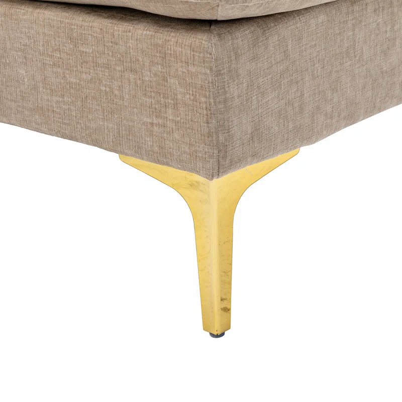 U-Shape Sectional Sofa: 110.6" Wide 3-Piece Upholstered Sectional with Chaise Longue(Camel Polyester Blend)