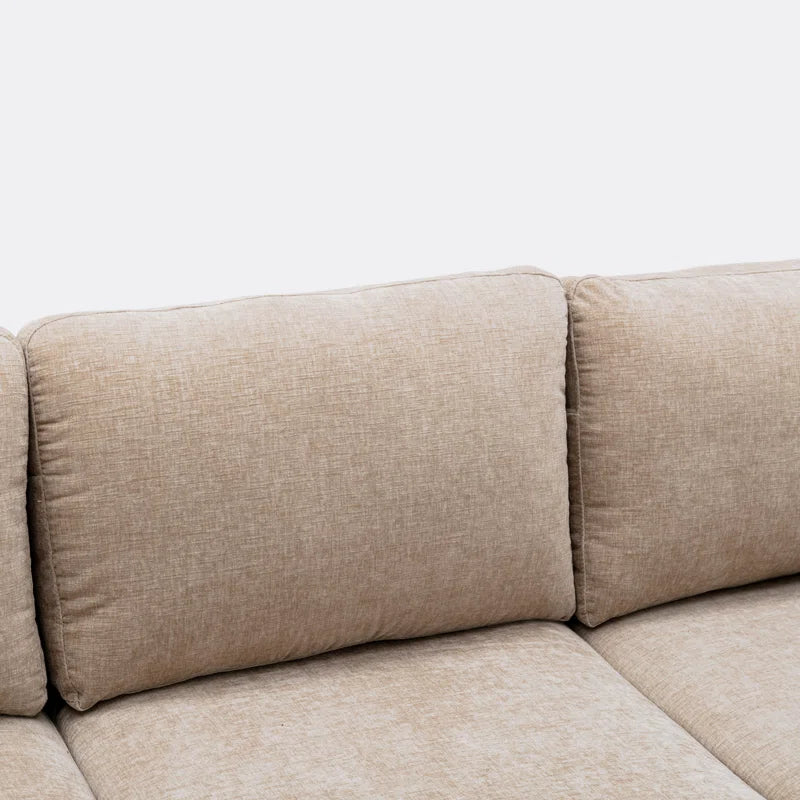 U-Shape Sectional Sofa: 110.6" Wide 3-Piece Upholstered Sectional with Chaise Longue(Camel Polyester)