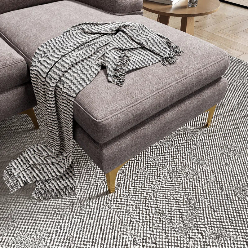 U-Shape Sectional Sofa: 110.6" Wide 3-Piece Upholstered Sectional with Chaise Longue(Gray Chenille)