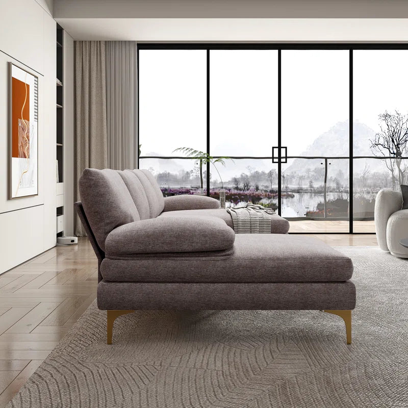 U-Shape Sectional Sofa: 110.6" Wide 3-Piece Upholstered Sectional with Chaise Longue(Gray Chenille)