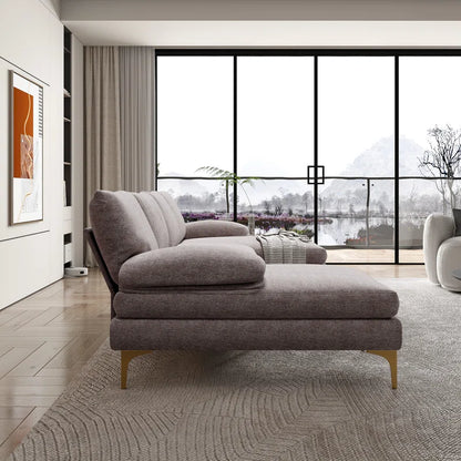 U-Shape Sectional Sofa: 110.6" Wide 3-Piece Upholstered Sectional with Chaise Longue(Gray Chenille)