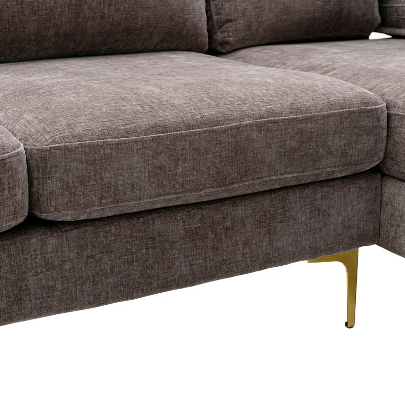 U-Shape Sectional Sofa: 110.6" Wide 3-Piece Upholstered Sectional with Chaise Longue(Gray Polyester Blend)