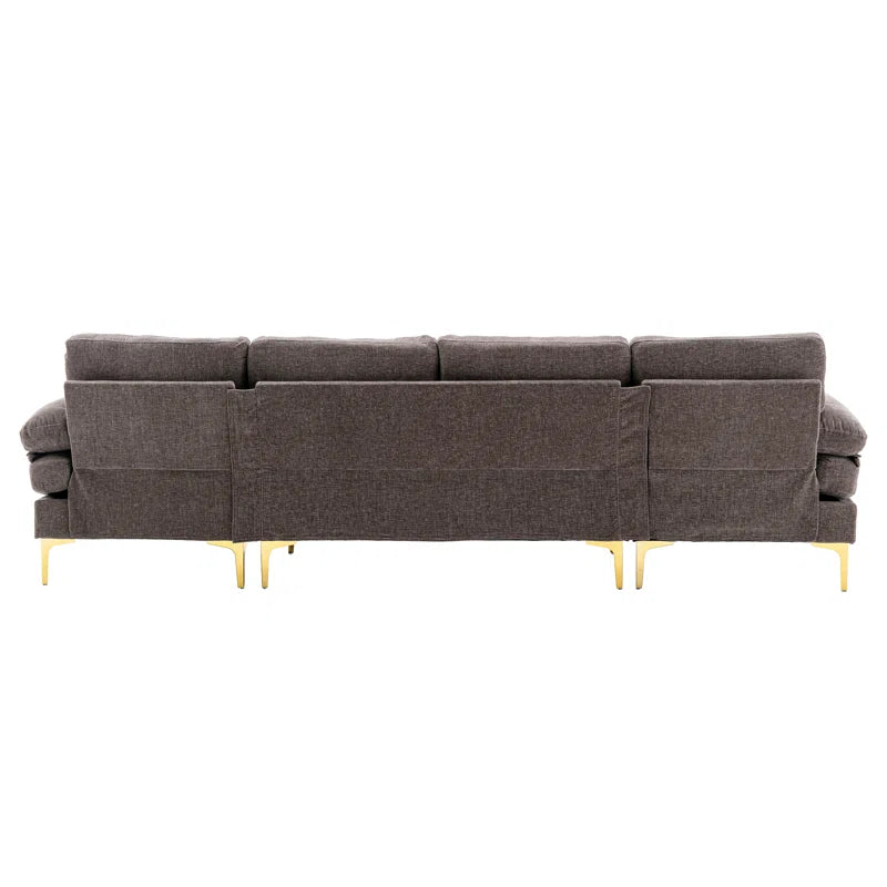 U-Shape Sectional Sofa: 110.6" Wide 3-Piece Upholstered Sectional with Chaise Longue(Gray Polyester Blend)