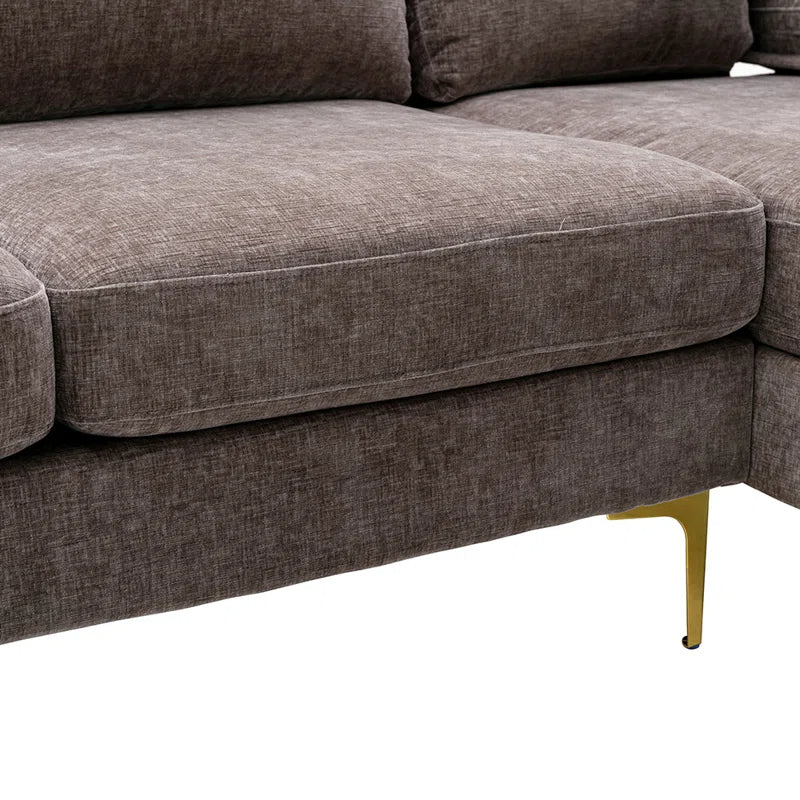 U-Shape Sectional Sofa: 110.6" Wide 3-Piece Upholstered Sectional with Chaise Longue(Gray Polyester Blend)