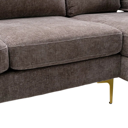 U-Shape Sectional Sofa: 110.6" Wide 3-Piece Upholstered Sectional with Chaise Longue(Gray Polyester Blend)