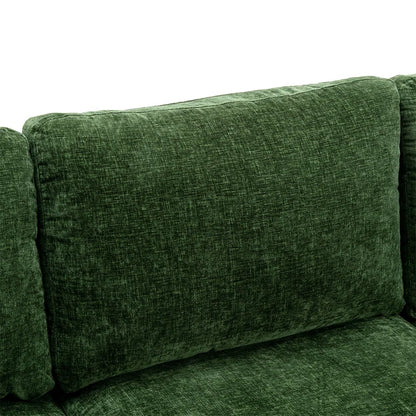 U-Shape Sectional Sofa: 110.6" Wide 3-Piece Upholstered Sectional with Chaise Longue(Green Polyester Blend)