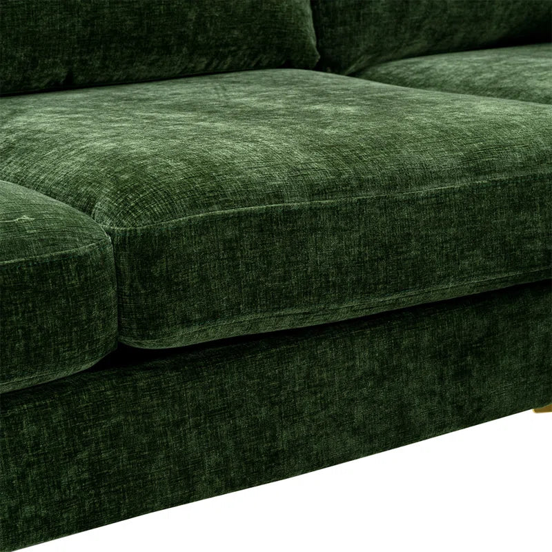 U-Shape Sectional Sofa: 110.6" Wide 3-Piece Upholstered Sectional with Chaise Longue(Green Polyester Blend)
