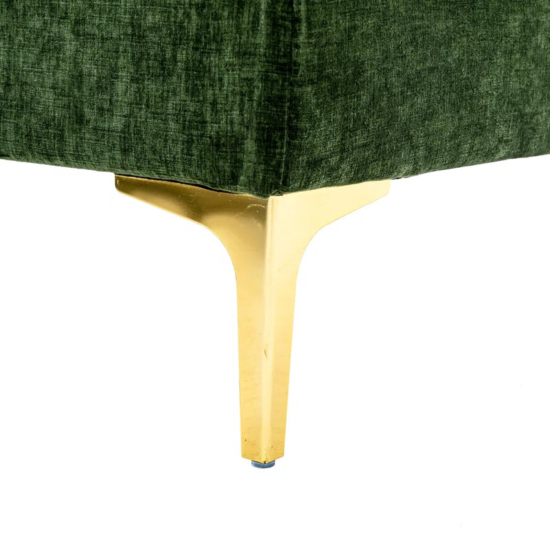 U-Shape Sectional Sofa: 110.6" Wide 3-Piece Upholstered Sectional with Chaise Longue(Green Polyester Blend)