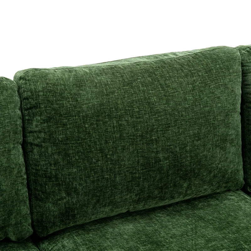 U-Shape Sectional Sofa: 110.6" Wide 3-Piece Upholstered Sectional with Chaise Longue(Green Polyester)