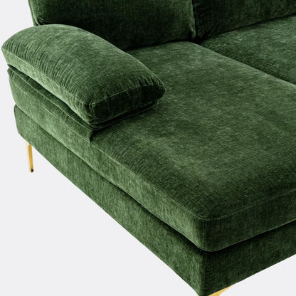 U-Shape Sectional Sofa: 110.6" Wide 3-Piece Upholstered Sectional with Chaise Longue(Green Polyester)