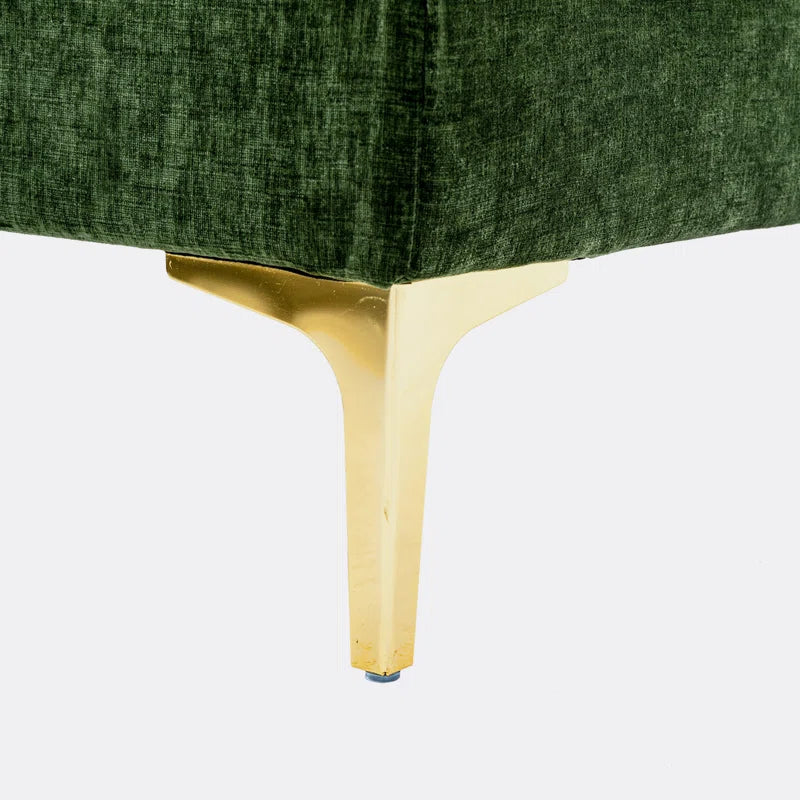 U-Shape Sectional Sofa: 110.6" Wide 3-Piece Upholstered Sectional with Chaise Longue(Green Polyester)