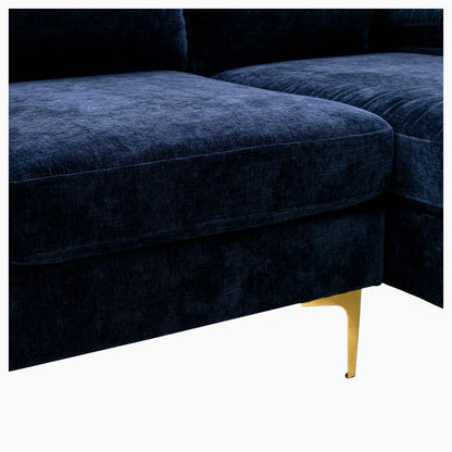 U-Shape Sectional Sofa: 110.6" Wide 3-Piece Upholstered Sectional with Chaise Longue(Navy Blue Polyester)