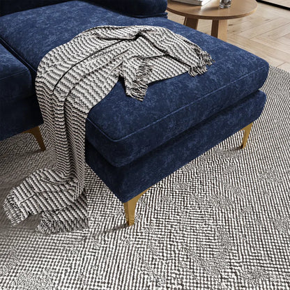 U-Shape Sectional Sofa: 110.6" Wide 3-Piece Upholstered Sectional with Chaise Longue(Navy Chenille)