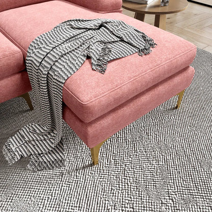 U-Shape Sectional Sofa: 110.6" Wide 3-Piece Upholstered Sectional with Chaise Longue(Pink Chenille)