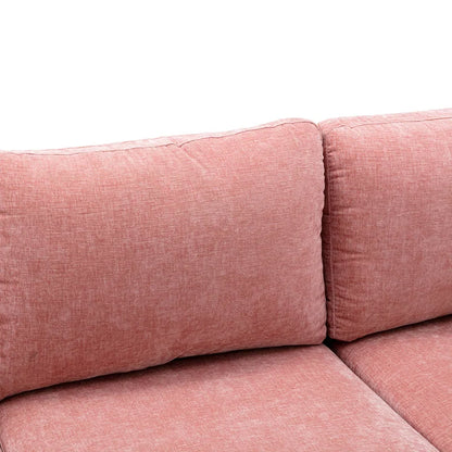U-Shape Sectional Sofa: 110.6" Wide 3-Piece Upholstered Sectional with Chaise Longue(Pink Polyester Blend)